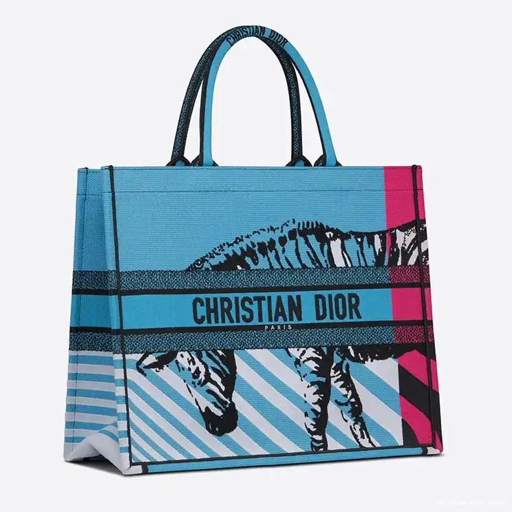 Cheap Pop Dior Motif Blue D-Jungle Book Canvas Tote Rose 0622 Luxury